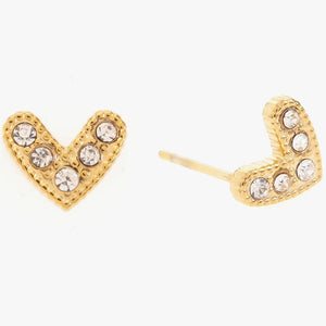 Mira Mira Heart Sparkle Stud Gold Plated Stainless Steel Earrings