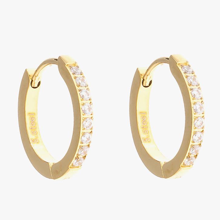 Mira Mira Sparkle Medium Huggie Gold Plated Stainless Steel Earrings