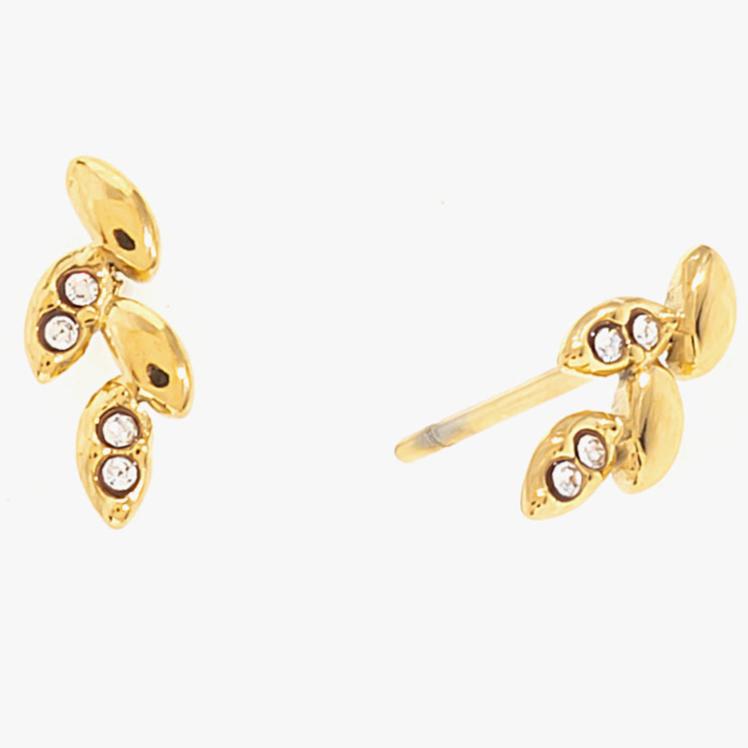 Mira Mira Fern Stud Gold Plated Stainless Steel Earrings