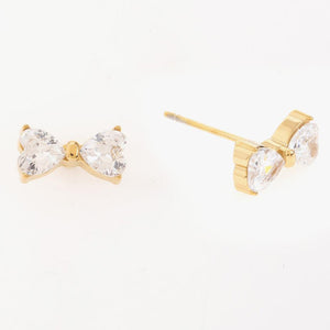 Mira Mira Sparkle Bow Stud Gold Plated Stainless Steel Earrings