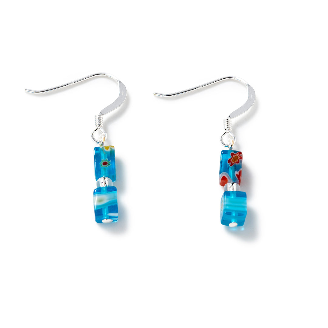 Carrie Elspeth Turquoise Millifiore Cube Earrings