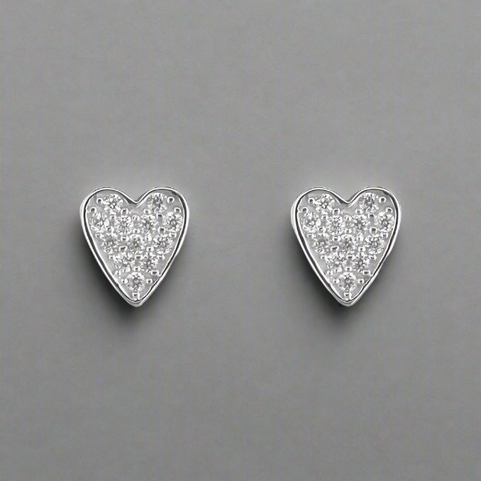 Twinkly Heart Sterling Silver Stud Earrings