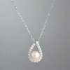 Sterling Silver CZ Drop with Pearl Neckalce