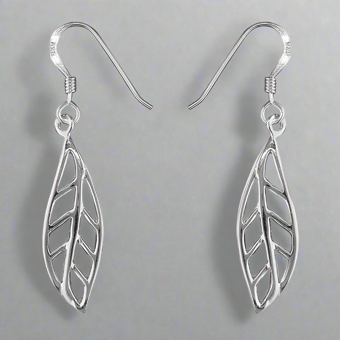 Sterling Silver Leaf Drop Earrings