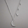 Sterling Silver CZ Moon & Star Necklace