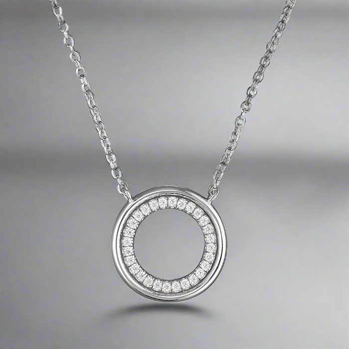 Sterling Silver Circle CZ Necklace