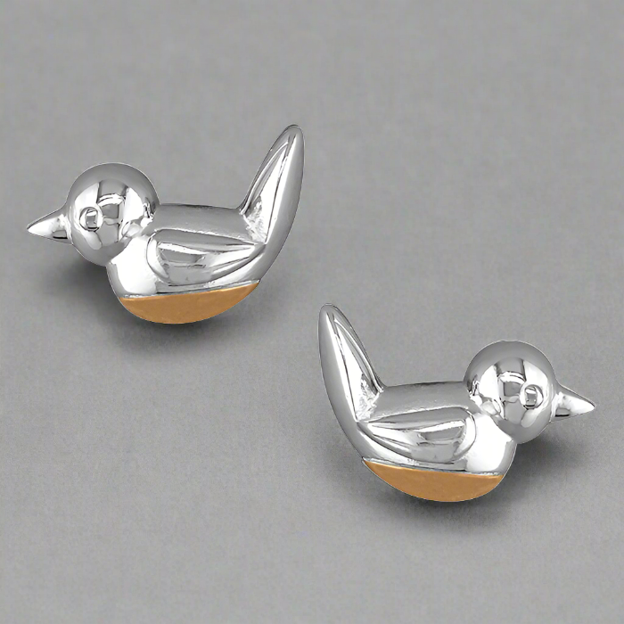Sterling Silver and Rose Gold Robin Earrings