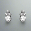 Sterling Silver Millgrain Cubic Zirconia Cluster Stud