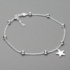 Sterling Silver Beaded Star Adjustable Anklet