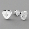 Sterling Silver CZ Heart Stud Earrings