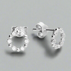 Sterling Silver CZ Open Circle Stud Earrings