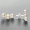 Sterling Silver Triple Row Of Pearl Earrings