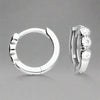 Sterling Silver Trio CZ Huggie Hoop Earrings