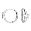 Sterling Silver CZ Star Hinged Huggie Earrings