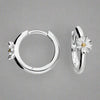 Sterling Silver Two Tone Daisy Hoop Earrings