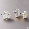 Sterling Silver Two Tone Bee & Heart Stud Earrings