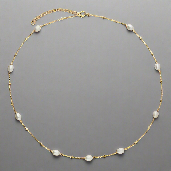 Gold Plated Sterling Silver & Pearl Necklace