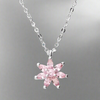 Sterling Silver Pink CZ Flower Necklace