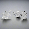 Sterling Silver and CZ Leaf Stud Earrings