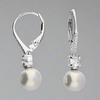 Sterling Silver CZ and Pearl Hoop Earrings