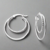 Sterling Silver 25mm Plain And Textured Creole Hoop Earrings