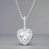 Sterling Silver Stem and Heart Halo Cubic Zirconia Necklace