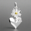 Sterling Silver Daisy and Heart Drop Pendant