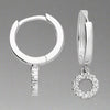 Sterling Silver CZ Circle Charm Huggie Hoop Earrings