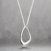 Sterling Silver Open Teardrop Curb Necklace