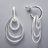 Sterling Silver Triple Oval Hoop Earrings