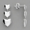 Sterling Silver Triple Heart Drop Earrings