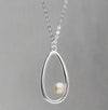 Sterling Silver Teardrop Pearl Necklace