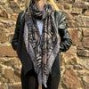 Leaves Pattern Scarf - Black/Grey