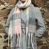 Jessie Pink & Grey Check Blanket Scarf