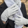 Grey Knitted Detail Gloves