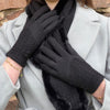 Black Knitted Detail Gloves