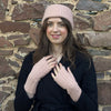 Pink Wool Knitted Headwarmer & Fingerless Gloves Set