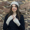 Beige Wool Knitted Headwarmer & Fingerless Gloves Set