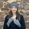 Grey Cable Knit Hat & Fingerless Gloves Set