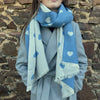 Blue Reversible Heart Scarf