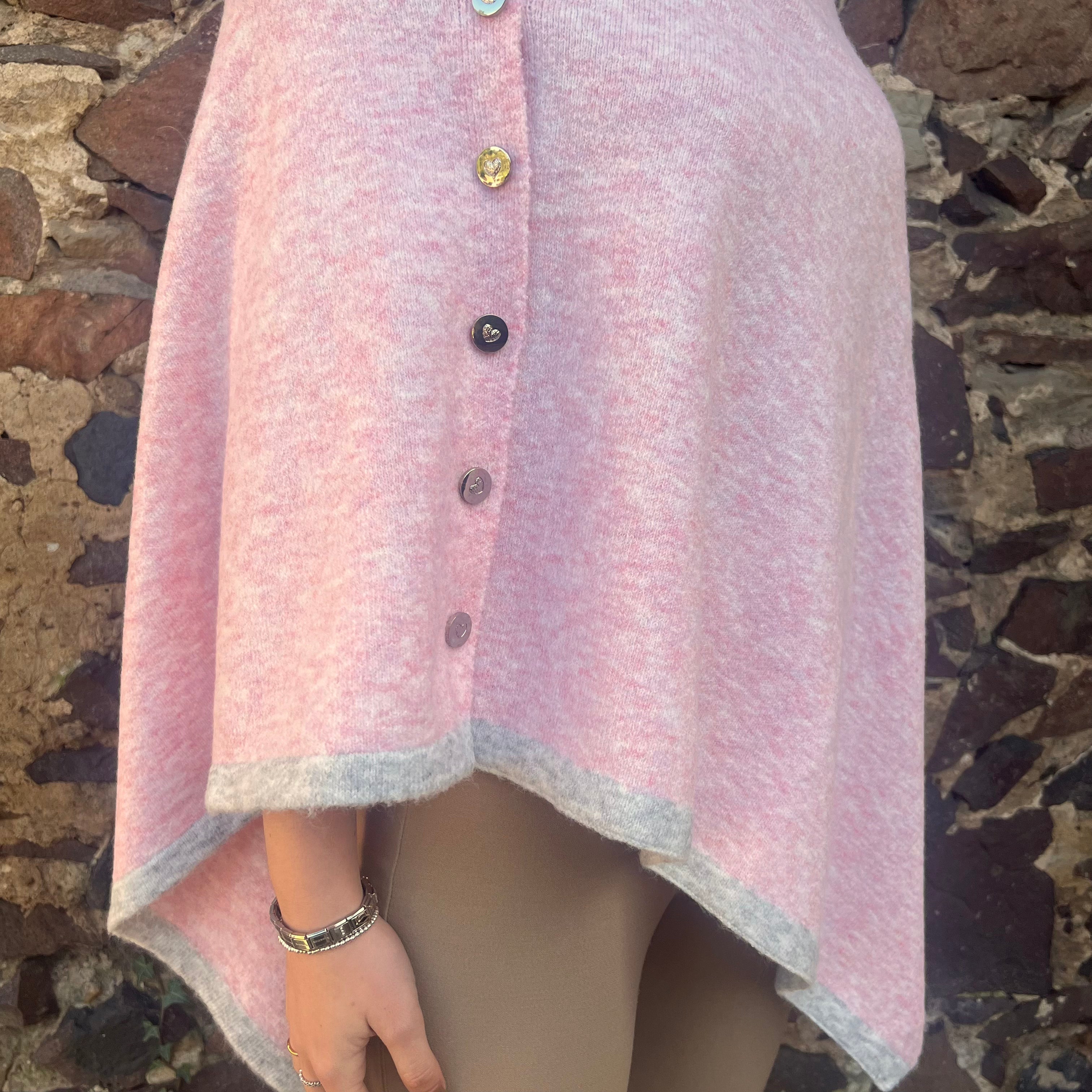 Soft Pink Button Through Poncho