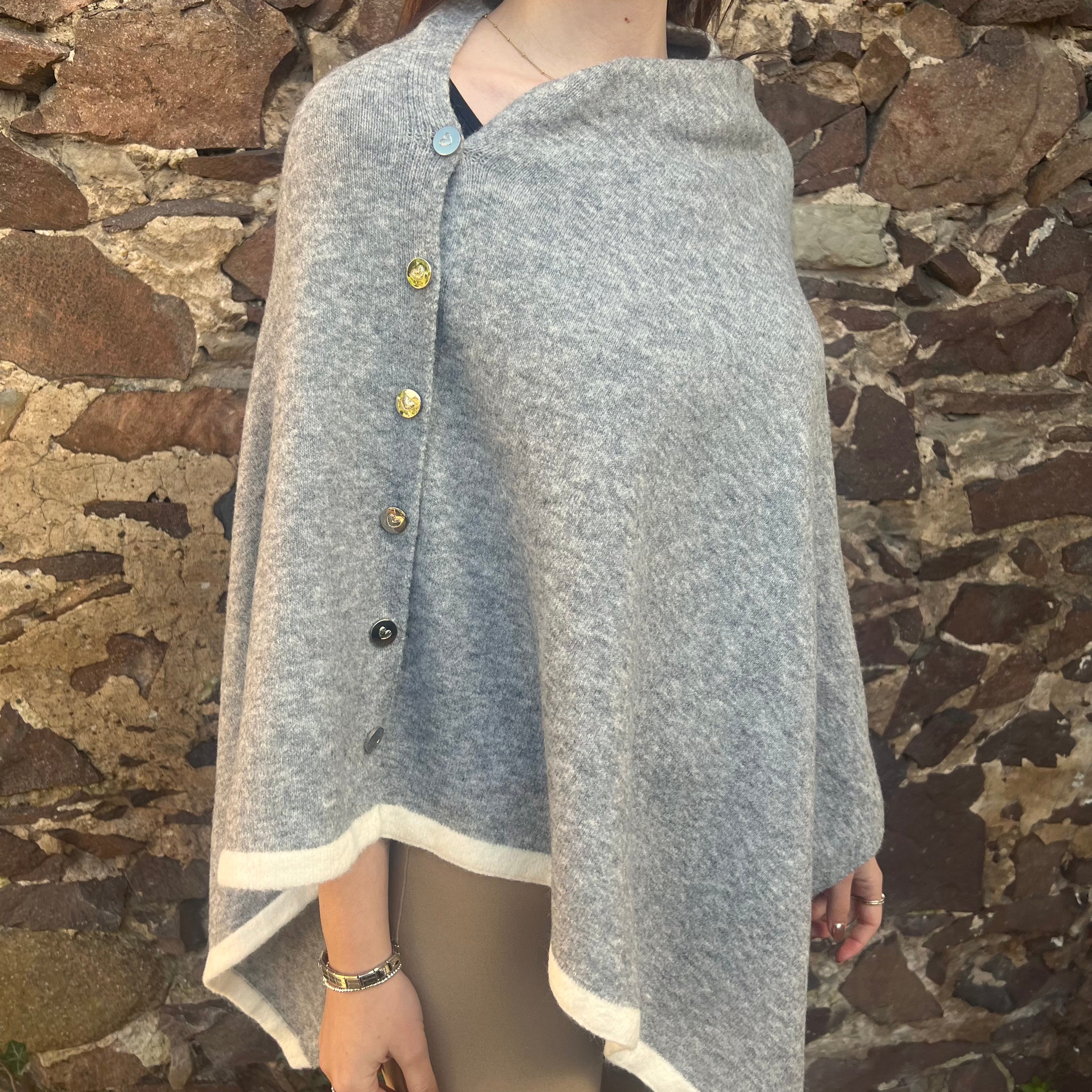 Grey Button Through Poncho