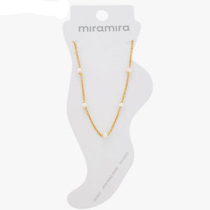 Mira Mira Small Pearl Gold Plated Stainless Steel Anklet