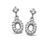 Unique Sterling Silver CZ Oval Drop Earring