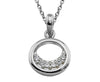 Unique Sterling Silver CZ Crescent Pendant Necklace