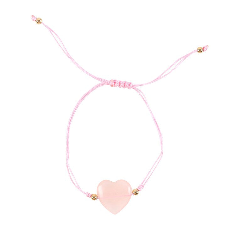 You Are Loved Rose Quartz Heart Crystal String Bracelet