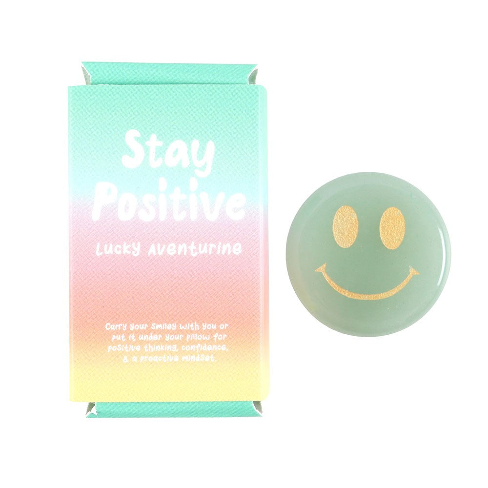 Stay Positive Aventurine Happy Face Crystal in box