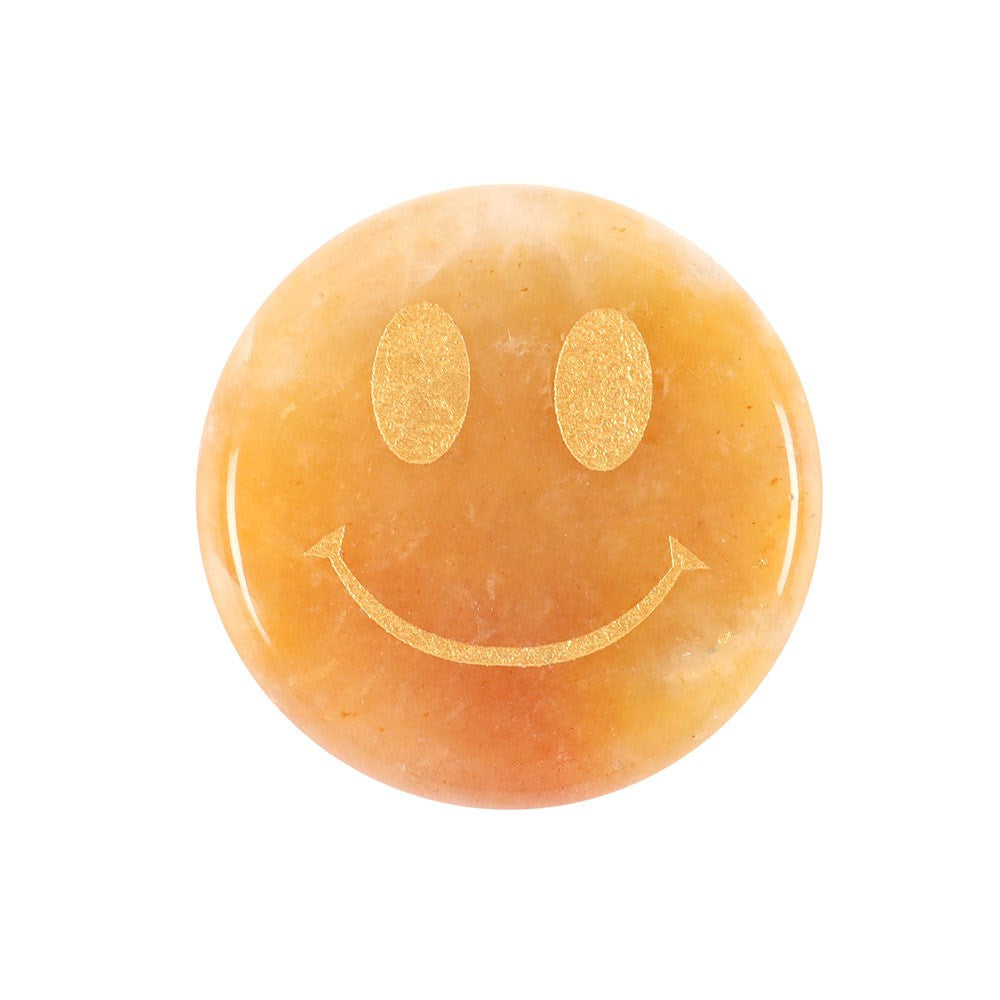 Be Brave Yellow Jade Happy Face Crystal in box