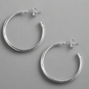 Sterling Silver Large Plain Hoop Stud