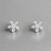 Sterling Silver Daisy CZ Stud Earrings